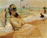 Monet, Claude Oscar - Camille on the Beach at Trouville